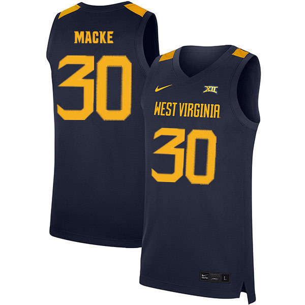 2020 Men #30 Spencer Macke West Virginia Mountaineers College Basketball Jerseys Sale-Navy